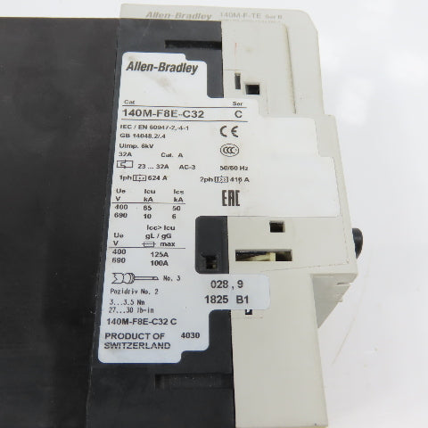 Allen Bradley 140M-F8E-C32 23-32A Motor Protector Circuit Breaker W/ 140M-C-A