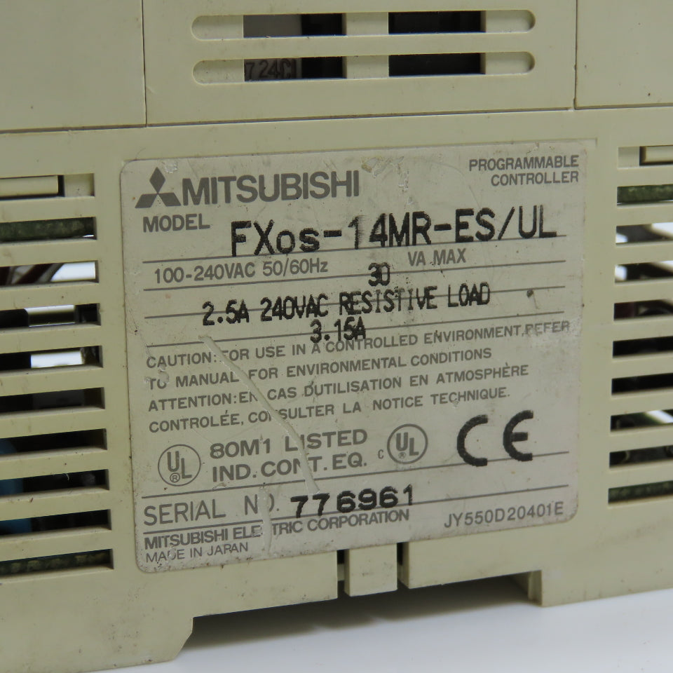 Mitsubishi FXos-14MR-ES/UL Melsec Programmable Controller 100-240V