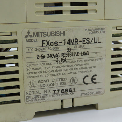 Mitsubishi FXos-14MR-ES/UL Melsec Programmable Controller 100-240V
