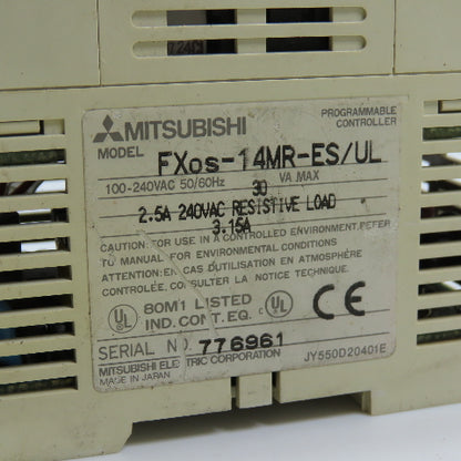Mitsubishi FXos-14MR-ES/UL Melsec Programmable Controller 100-240V