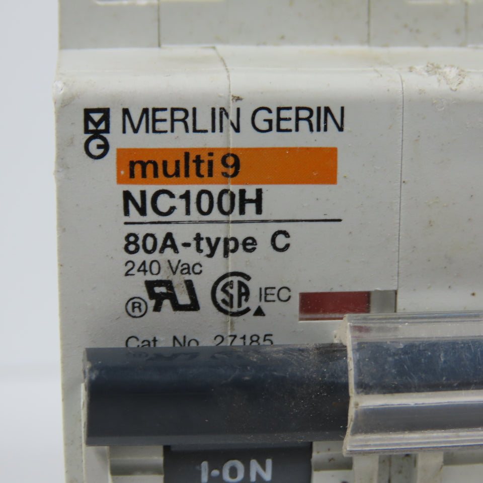 Merlin Gerin NC100H Multi 9 Type C 3-Pole 80A Rail Mount Circuit Breaker 240VAC