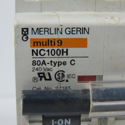 Merlin Gerin NC100H Multi 9 Type C 3-Pole 80A Rail Mount Circuit Breaker 240VAC