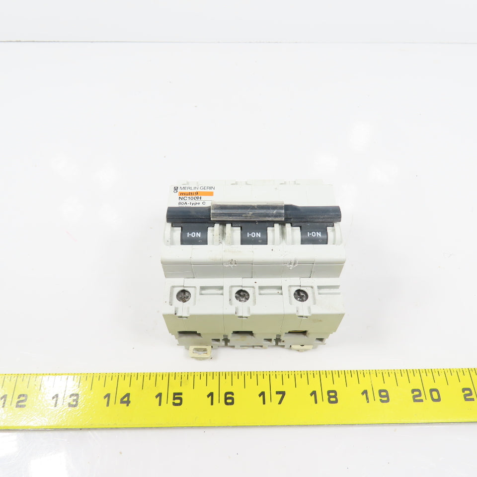 Merlin Gerin NC100H Multi 9 Type C 3-Pole 80A Rail Mount Circuit Breaker 240VAC