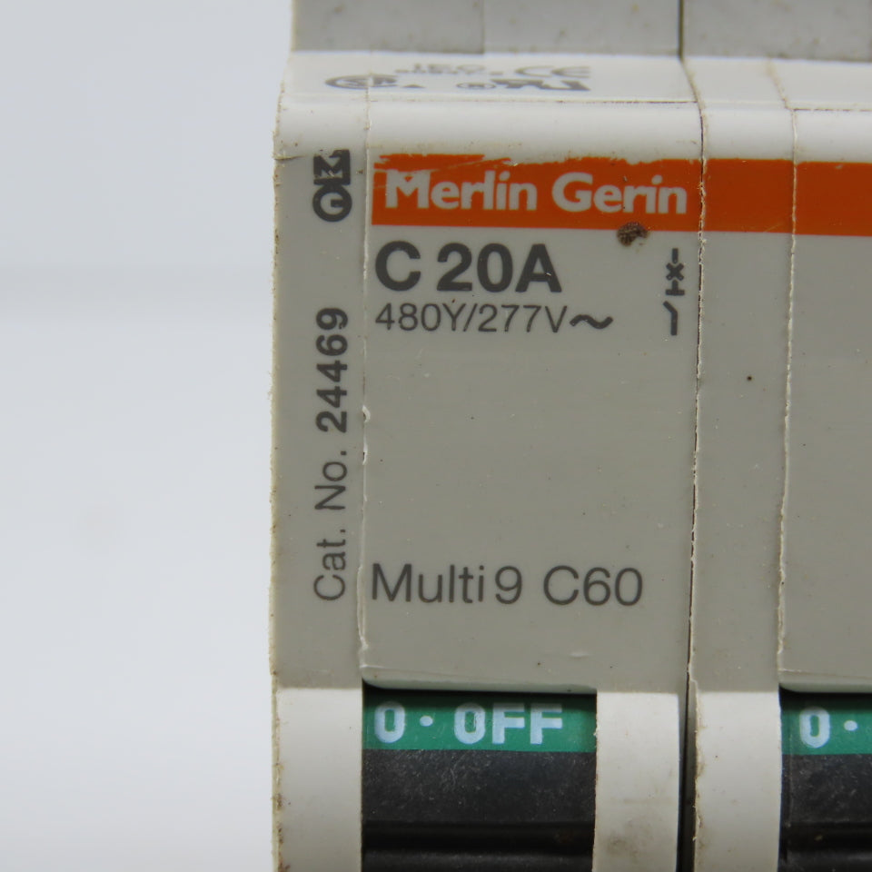 Merlin Gerin 24469 Multi 9 C60 3-Pole 20A Rail Mount Circuit Breaker 480/277V
