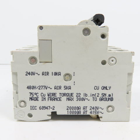Merlin Gerin 24469 Multi 9 C60 3-Pole 20A Rail Mount Circuit Breaker 480/277V