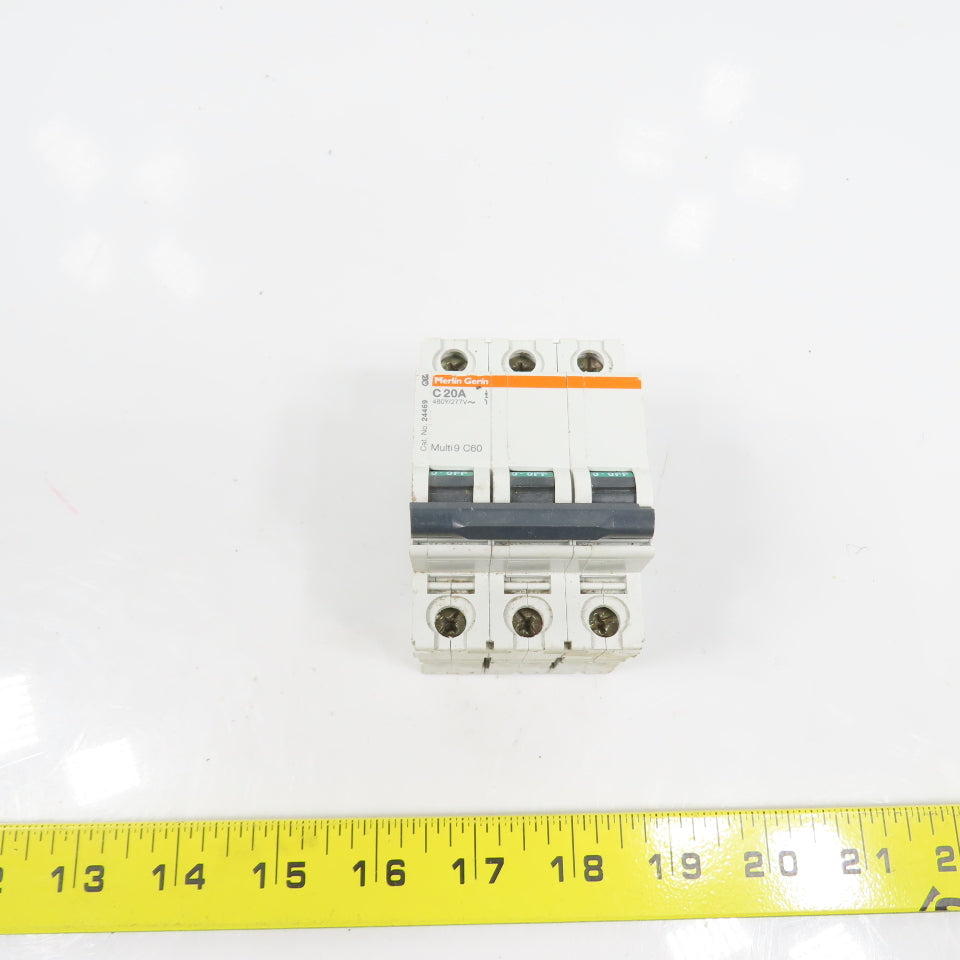 Merlin Gerin 24469 Multi 9 C60 3-Pole 20A Rail Mount Circuit Breaker 480/277V