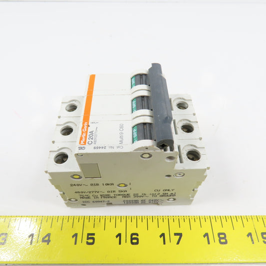 Merlin Gerin 24469 Multi 9 C60 3-Pole 20A Rail Mount Circuit Breaker 480/277V