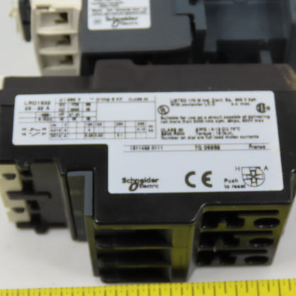 Schneider LC1D32 50A 600VAC Contactor 220V Coil W/ LRD1532 Overload Relay 25-32A