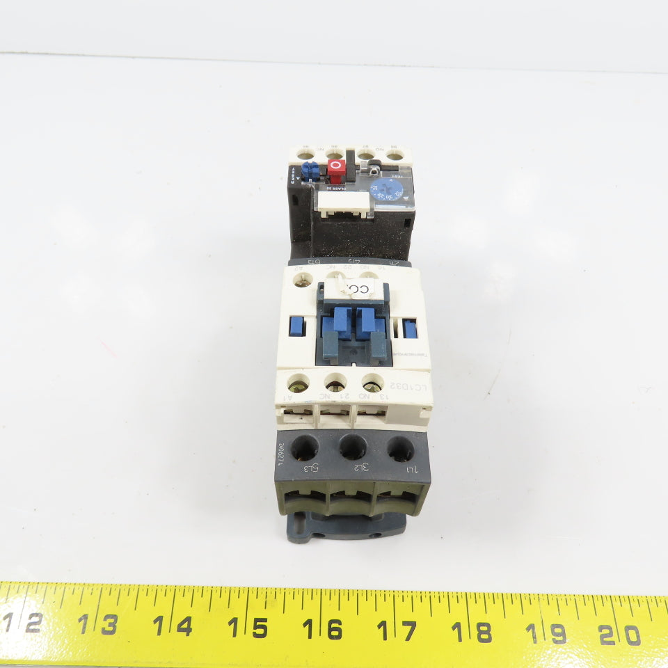 Schneider LC1D32 50A 600VAC Contactor 220V Coil W/ LRD1532 Overload Relay 25-32A
