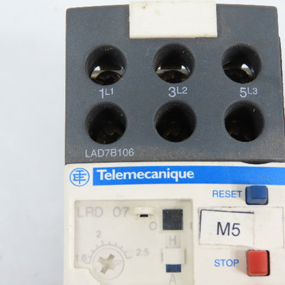 Schneider Telemecanique LRD 07 1.6-2.5A Thermal Overload Relay W/ LAD7B106