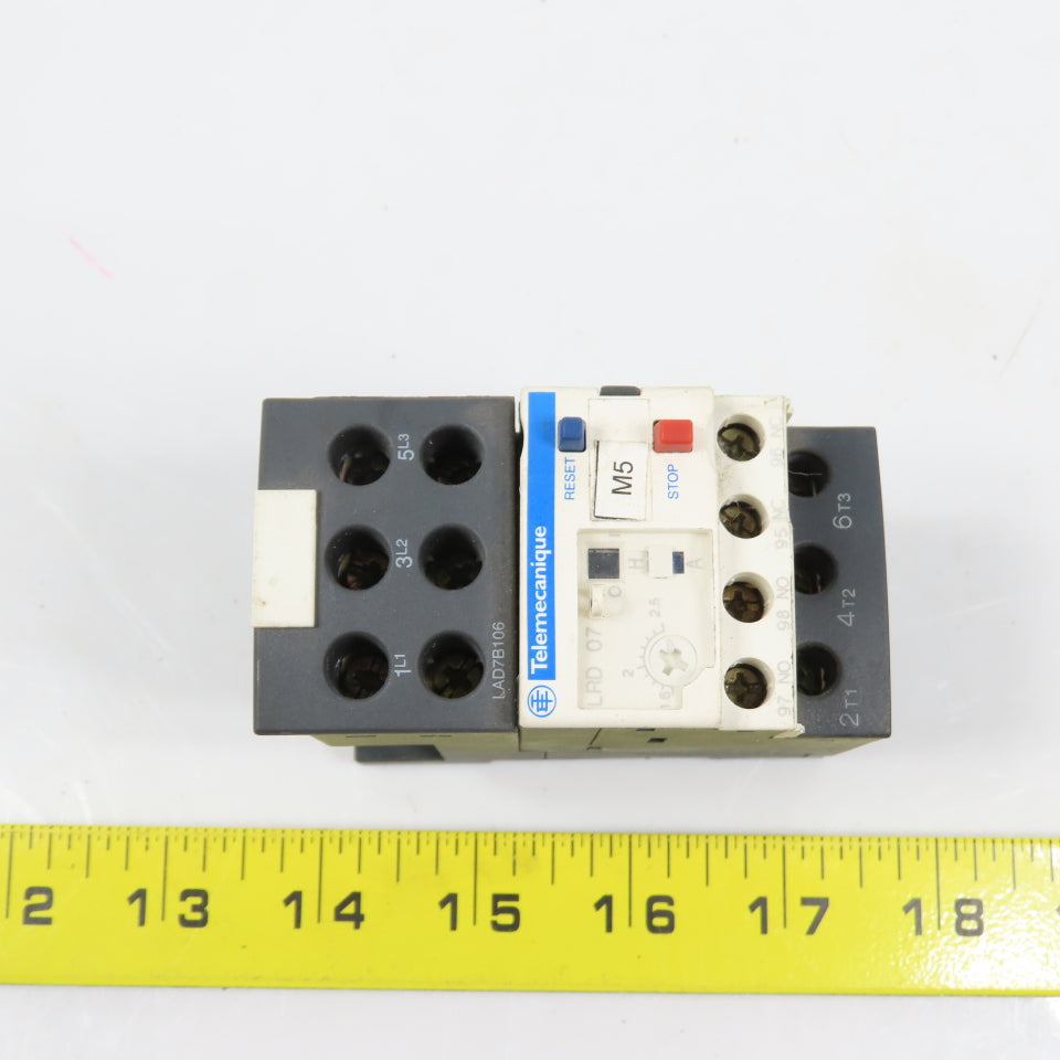Schneider Telemecanique LRD 07 1.6-2.5A Thermal Overload Relay W/ LAD7B106