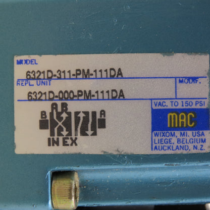 Mac 6321D-311-PM-111DA 2-Position Pneumatic Solenoid Directional Valve 120V
