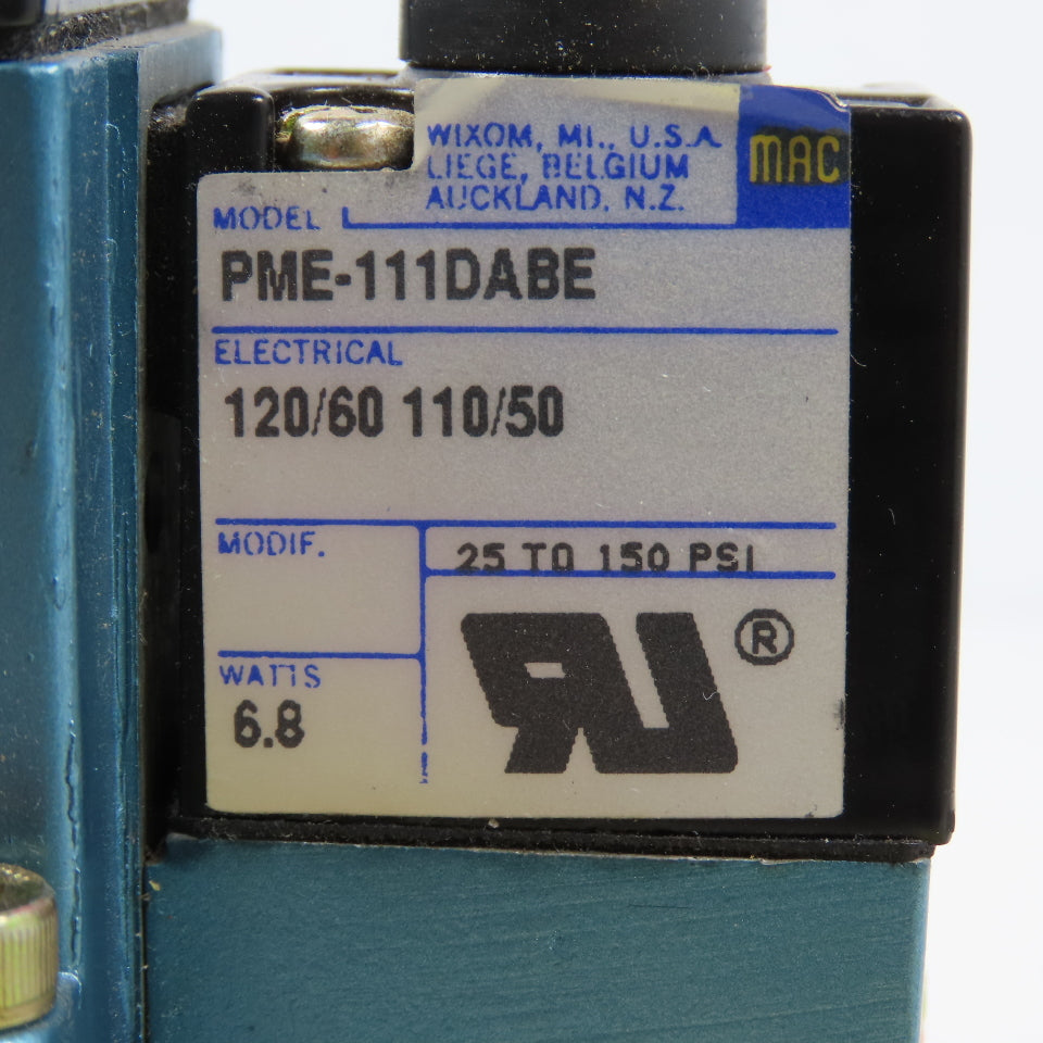 Mac 6321D-311-PM-111DA 2-Position Pneumatic Solenoid Directional Valve 120V