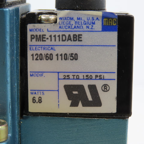 Mac 6321D-311-PM-111DA 2-Position Pneumatic Solenoid Directional Valve 120V