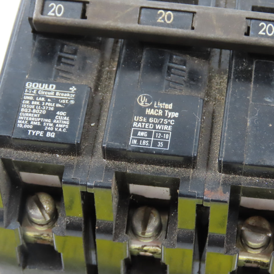 Siemens Gould BQ3B020 Type BQ 3-Pole 20A Circuit Breaker 240VAC Lot Of 2