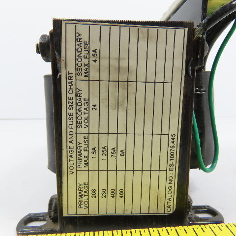 Dongan ES-10075.445 0.100kVA Single Phase Transformer Pri 208/230/460 Sec 24VAC