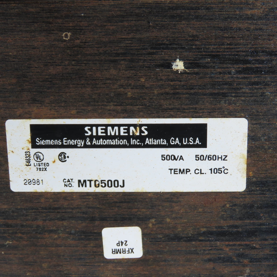 Siemens MT0500J 500VA Control Transformer Pri 200-480V Sec 23/24/25V 50/60HZ