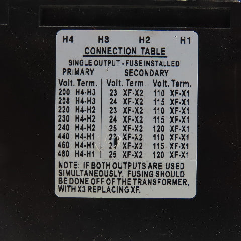 Siemens MT0500J 500VA Control Transformer Pri 200-480V Sec 23/24/25V 50/60HZ