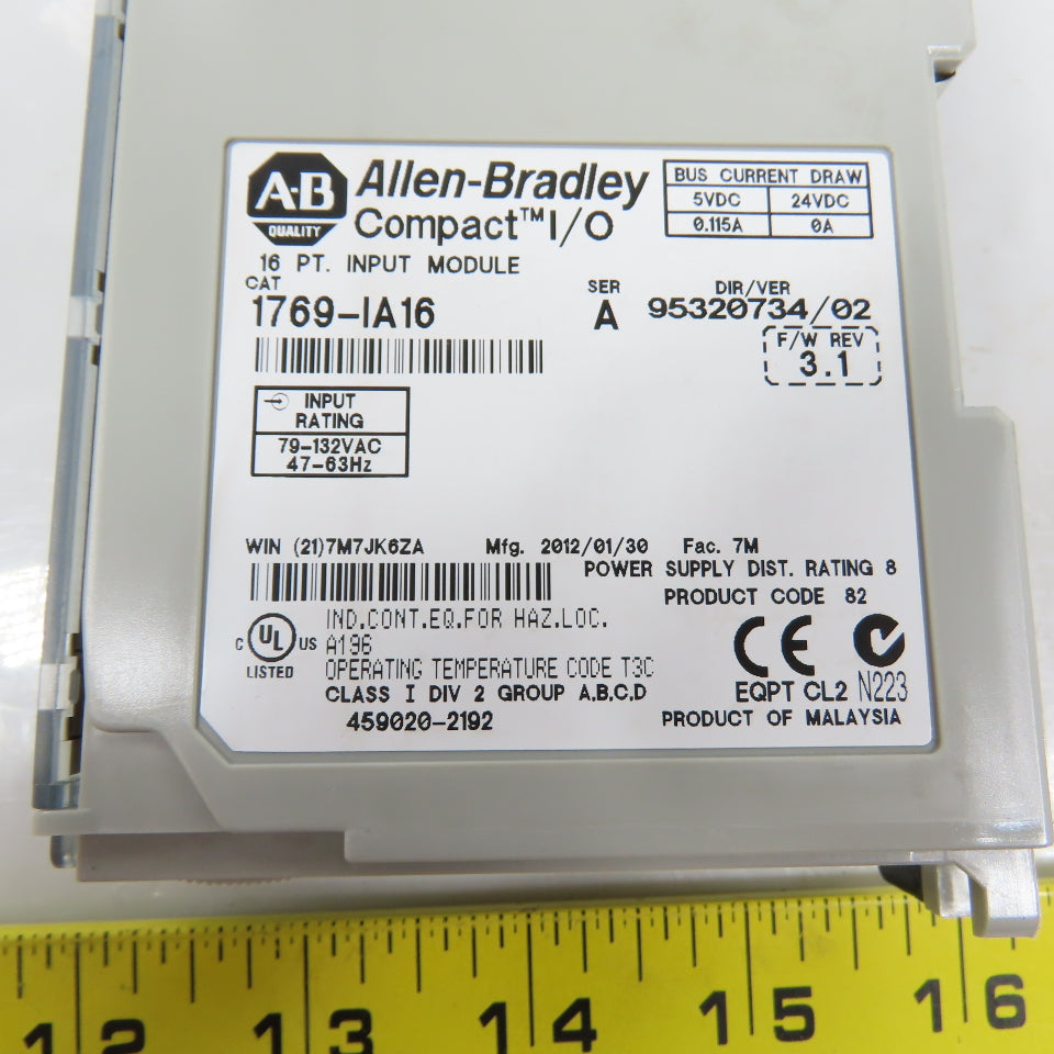 Allen Bradley 1769-IA16 Ser A Compact I/O 16 PT. Input Module F/W 3.1