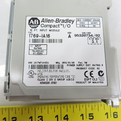 Allen Bradley 1769-IA16 Ser A Compact I/O 16 PT. Input Module F/W 3.1