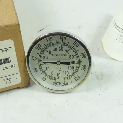 Trerice B82202Y05 Bimetal Thermometer 1/4" NPT 20/240FC 2.5" Stem