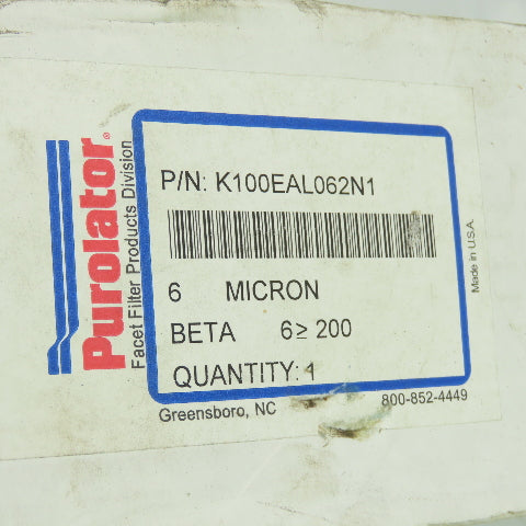 Purolator K100EAL062N1 Replacement Hydraulic Filter 6 Micron