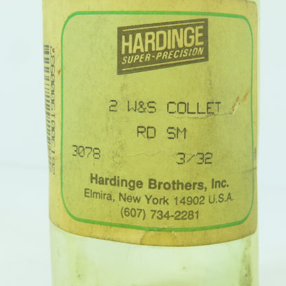 Hardinge 178-1008 2 Warner & Swasey 3/32" Round SM Collet 3.82" OAL