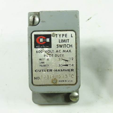 Cutler-Hammer 10316H5935C Limit Switch 600VAC Max Pilot Duty Lot Of 2