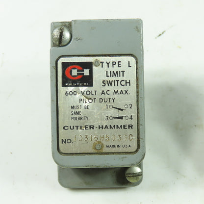 Cutler-Hammer 10316H5935C Limit Switch 600VAC Max Pilot Duty Lot Of 2