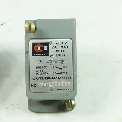 Cutler-Hammer 10316H5935C Limit Switch 600VAC Max Pilot Duty Lot Of 2
