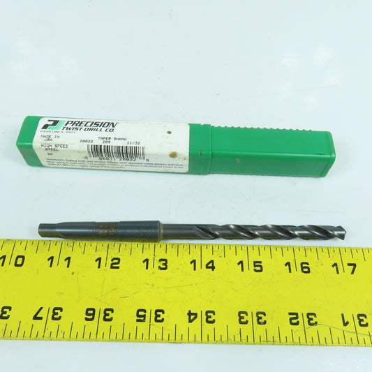 Precision Twist 20022 11/32" 2-Flute HSS Drill Bit 118° Tip Morse Taper MT1 USA