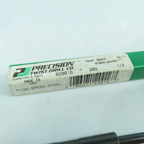Precision Twist 020016 1/4"-E 2-Flute PTD HSS Drill Bit 118° Tip Morse Taper MT1