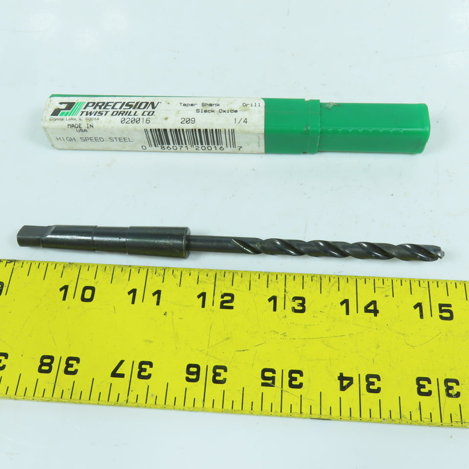 Precision Twist 020016 1/4"-E 2-Flute PTD HSS Drill Bit 118° Tip Morse Taper MT1