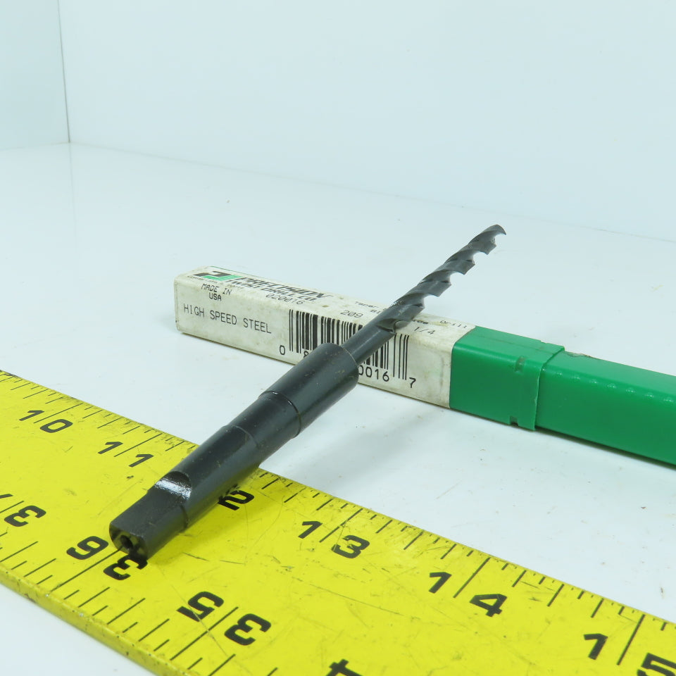 Precision Twist 020016 1/4"-E 2-Flute PTD HSS Drill Bit 118° Tip Morse Taper MT1