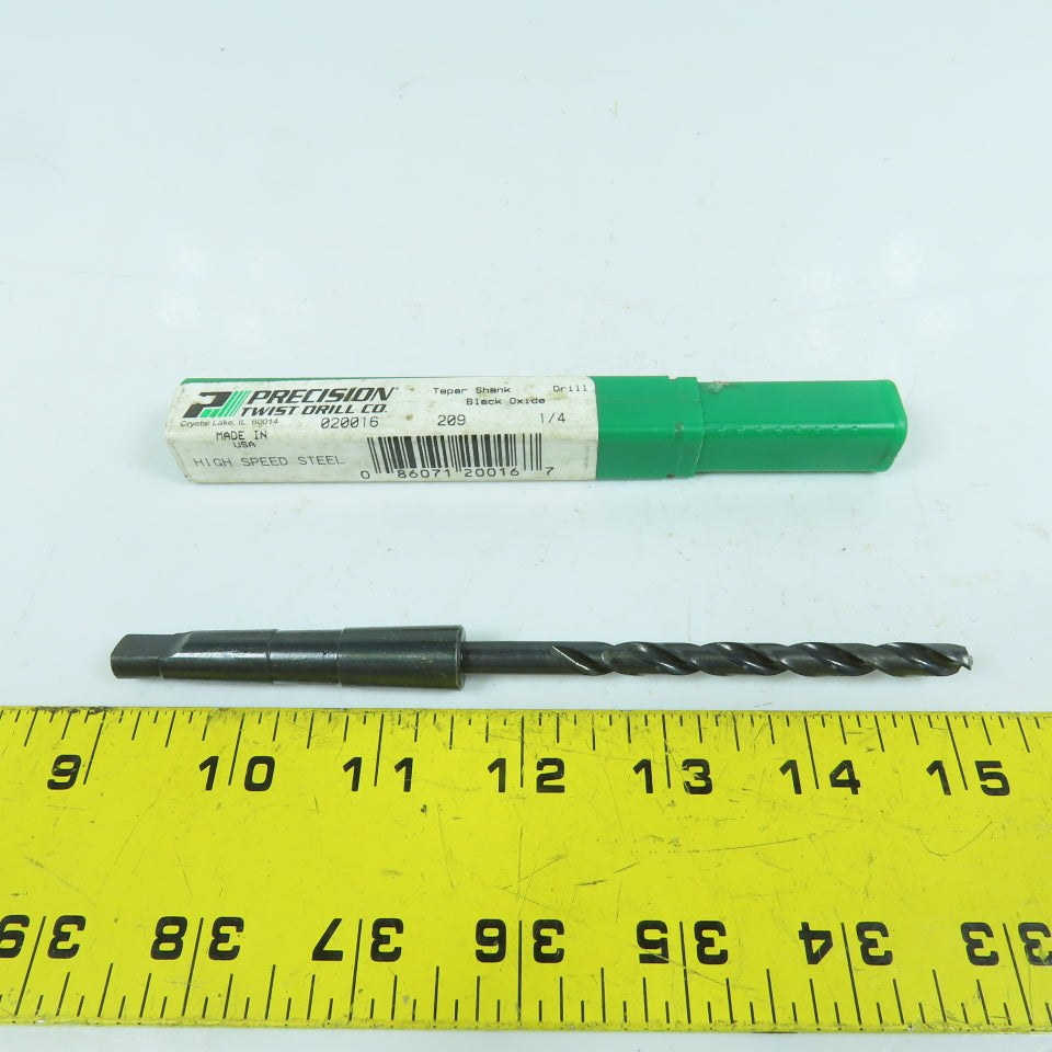 Precision Twist 020016 1/4"-E 2-Flute PTD HSS Drill Bit 118° Tip Morse Taper MT1