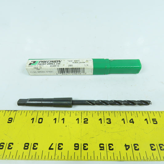 Precision Twist 020016 1/4"-E 2-Flute PTD HSS Drill Bit 118° Tip Morse Taper MT1