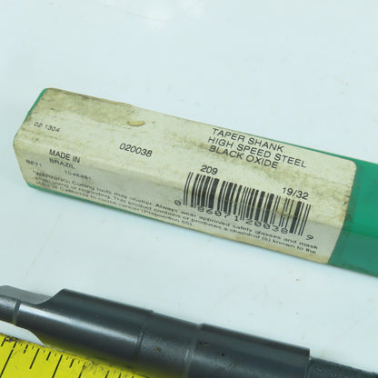 Precision Twist 020038 19/32" 2-Flute HSS Drill Bit 118° Tip Morse Taper MT2 9"L