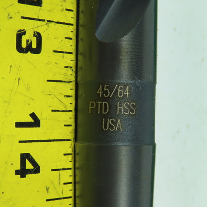 Precision Twist 020045 45/64" 2-Flute HSS Drill Bit 118° Tip Morse Taper MT2