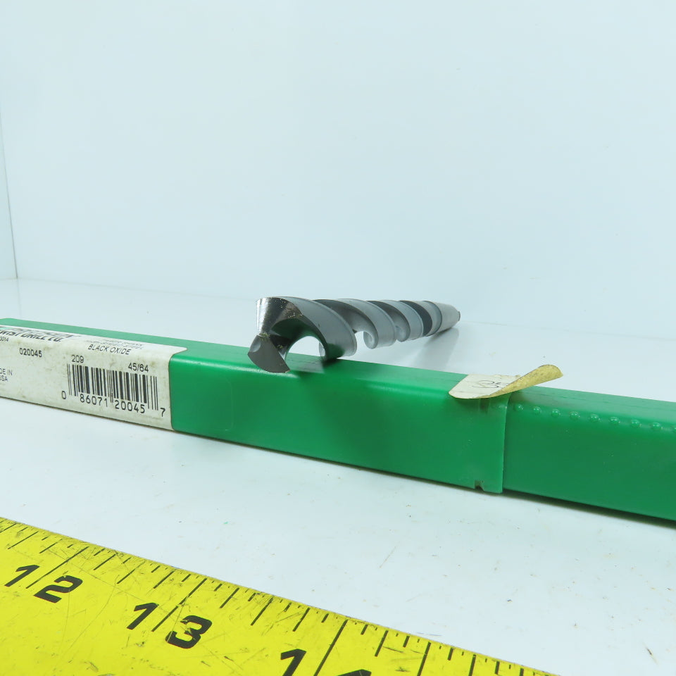 Precision Twist 020045 45/64" 2-Flute HSS Drill Bit 118° Tip Morse Taper MT2
