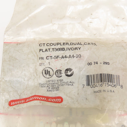Siemon Company CT-5F-A4-20 CT Coupler Dual CAT5 Ivory