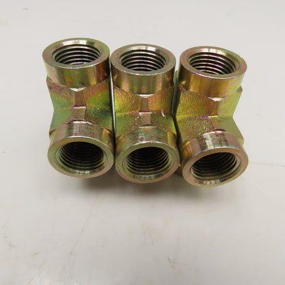 1/2" NPT Yellow Zinc TEE Fitting Lot Of 3