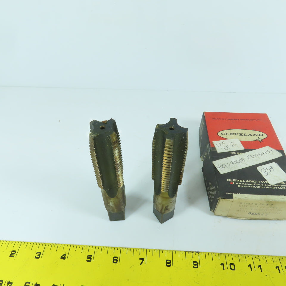 Cleveland M 27 x 3 HS Plug Tap 4 Straight Flute 17mm Shank 5-1/8" OAL Lot Of 2