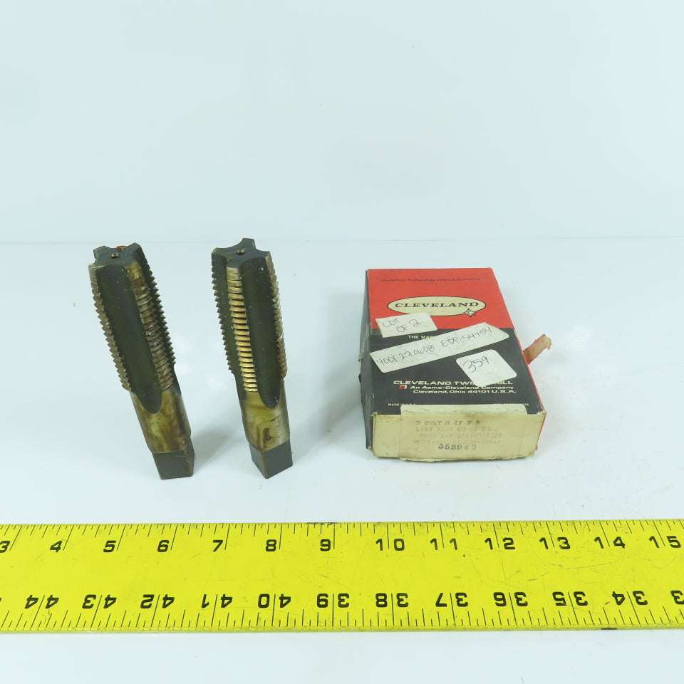 Cleveland M 27 x 3 HS Plug Tap 4 Straight Flute 17mm Shank 5-1/8" OAL Lot Of 2