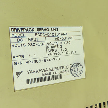 Yaskawa SGDC-010101ARA Servo Drive Unit 280/330VDC In 230VAC Out 3Ph 1A