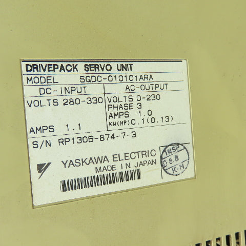 Yaskawa SGDC-010101ARA Servo Drive Unit 280/330VDC In 230VAC Out 3Ph 1A