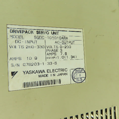 Yaskawa SGDC-101010ARA Servo Drive Unit 280/330VDC In 230VAC Out 3Ph 7.6A 1KW