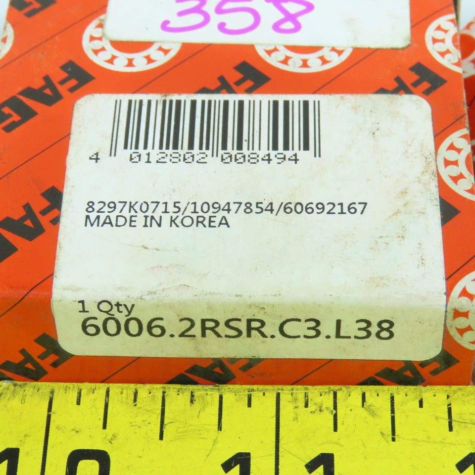 Fag 6006.2RSR.C3.L38 Single Row Deep Groove Ball Bearing 30mm Bore 55mm OD