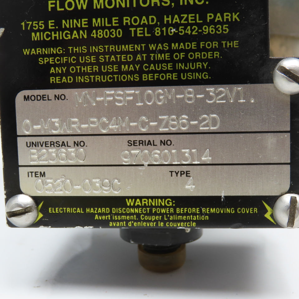 Universal Flow Monitors 0520-039C Type 4 0-8GPM Flow Monitor 1" NPT ...
