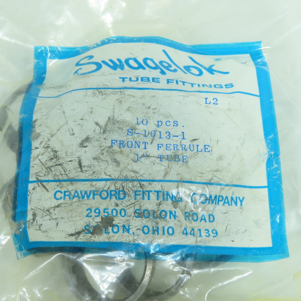 Swagelok S-1613-1 Carbon Steel Front Ferrule For 1" Swagelok Tube Fitting Lot/10