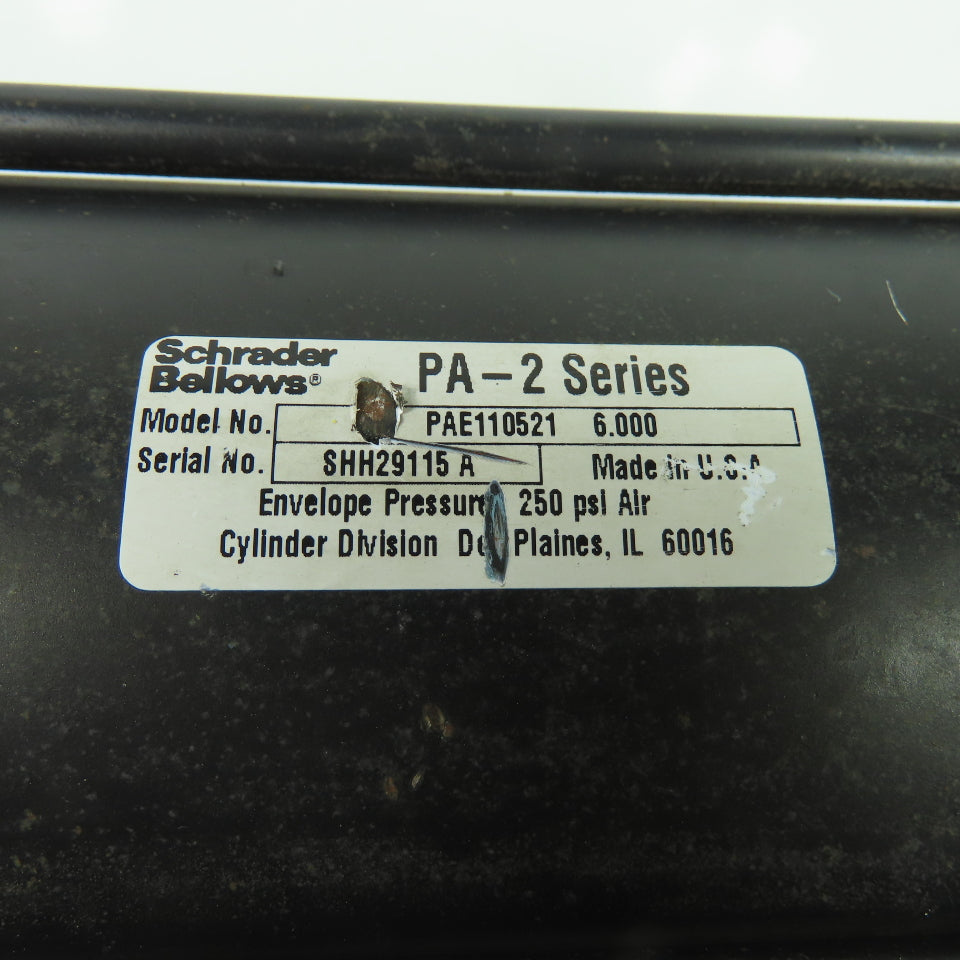 Schrader Bellows PAE110521 6.000 4" Bore Double Acting Pneum. Cylinder 6" Stroke